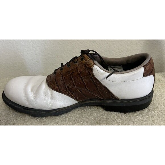 Dryjoy Men\'s Golf Shoes 9 1/2W 53712 E.C.L Leather System White And Brown main image 13